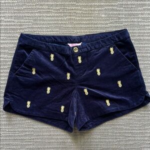 lilly pulitzer adie Shorts 4 Navy Blue Pineapple Embroidered Women Shorts